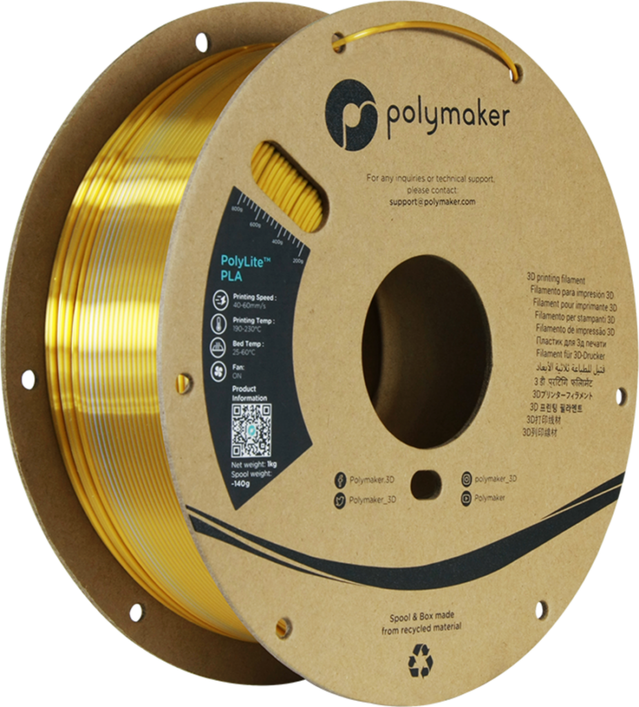 Polymaker PolyLite™ PLA Bicolore Silk Crown (argent et or)
