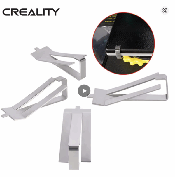 4 Pinces acier inoxydable pour plateau en verre CREALITY