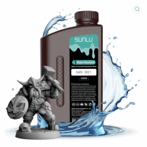 SUNLU Standard 3D Résine LCD Gris Foncé 1000g Lavable à l'eau (Water-Wash)