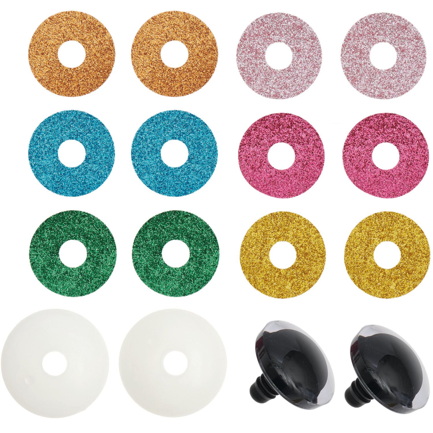 Set d’yeux de sécurité scintillants 30 mm – 6 couleurs – Rico Design – Image 2