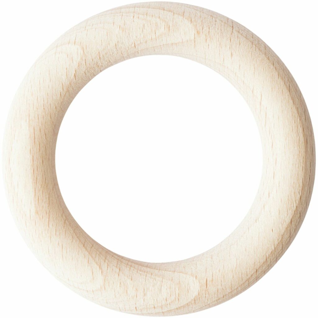 "Anneau de dentition en bois hêtre 7 cm pour bébé"