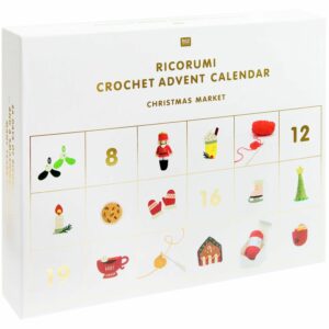 Calendrier de l’Avent Ricorumi 2025 avec 24 boîtes pour projets crochet de Noël