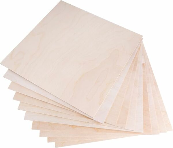 Contreplaqué 3mm Carré | 400 x 400 x 3mm (+/- 2mm) | Planche Bois Brut Bouleau | Panneau Feuille Découpe Laser | Bois pour Pyrogravure, Gravure, Cricut,