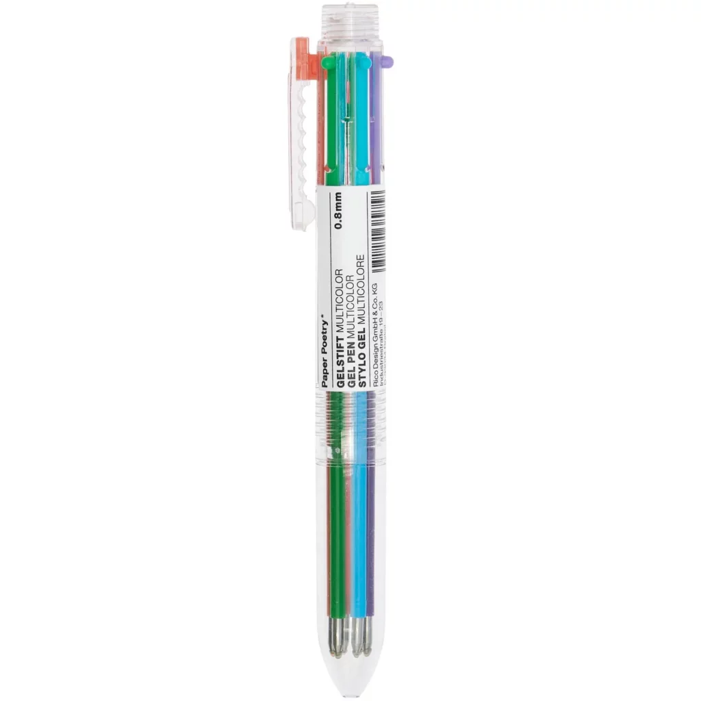Stylo gel multicolore 6 couleurs Paper Poetry Rico Design 0,8 mm