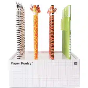 Crayon original enfant Safari motif animal bois – zèbre girafe tigre crocodile