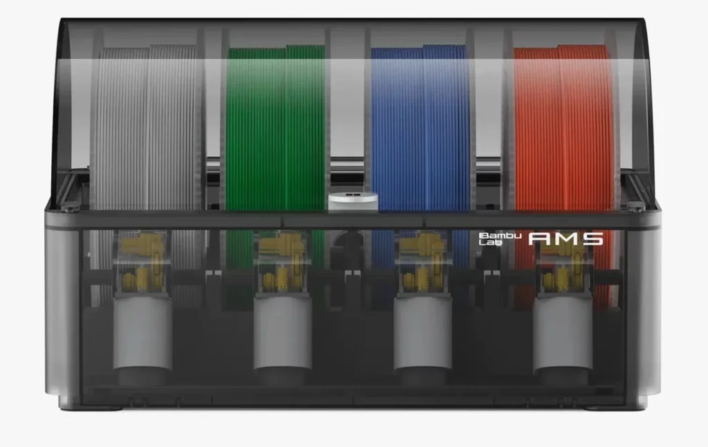 AMS bambulab présenté avec 4 couleurs de filament